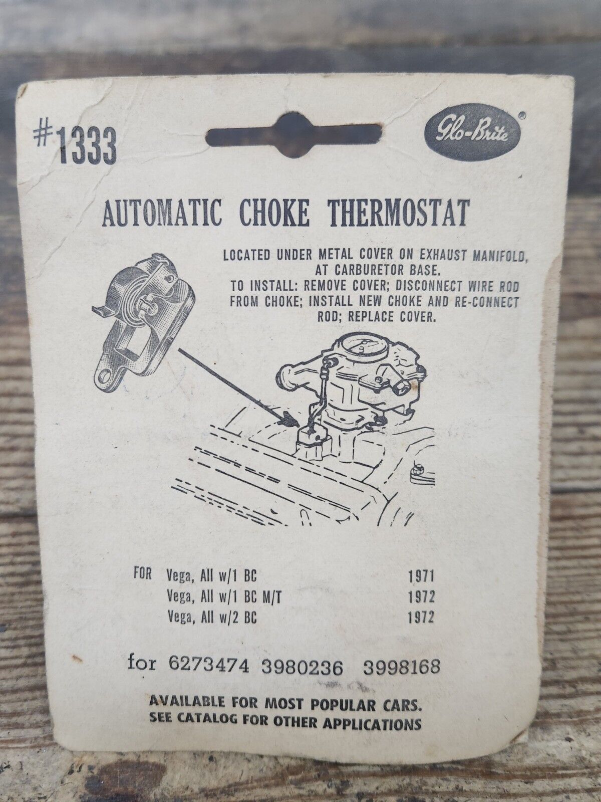 NEW GM 1971 1972 CHEVROLET VEGA CARBURETOR AUTOMATIC CHOKE THERMOSTAT 6273474