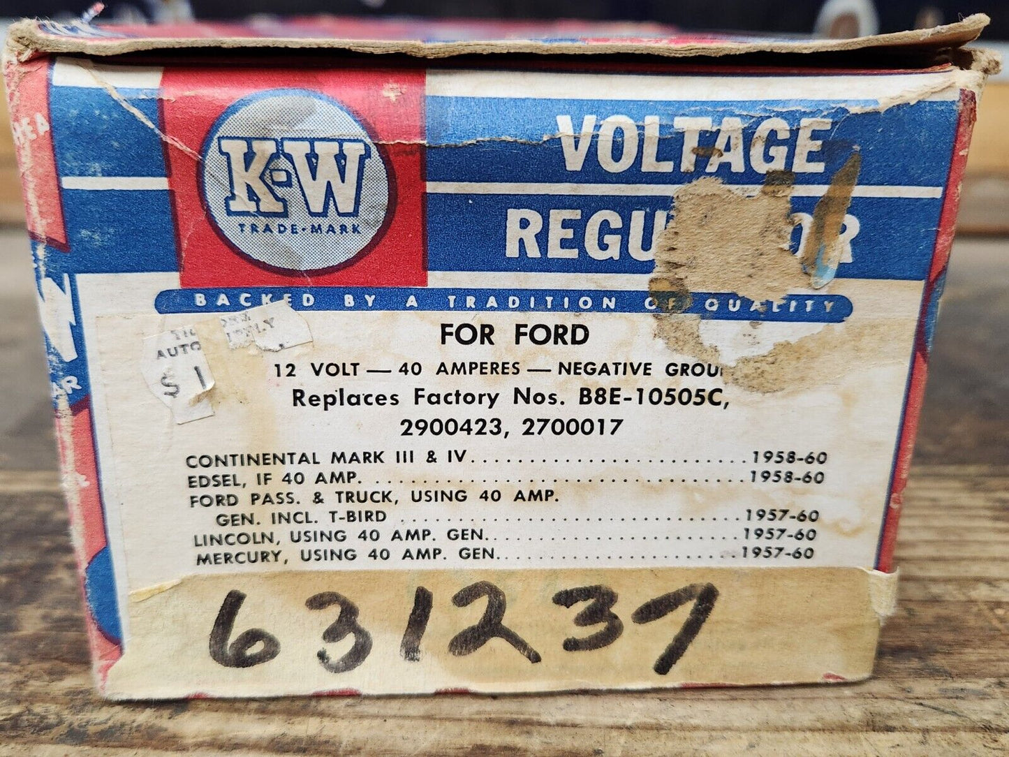 1957-1962 Lincoln 1958 Edsel 57-58 Ford 57 Mercury 12V Voltage Regulator REMAN