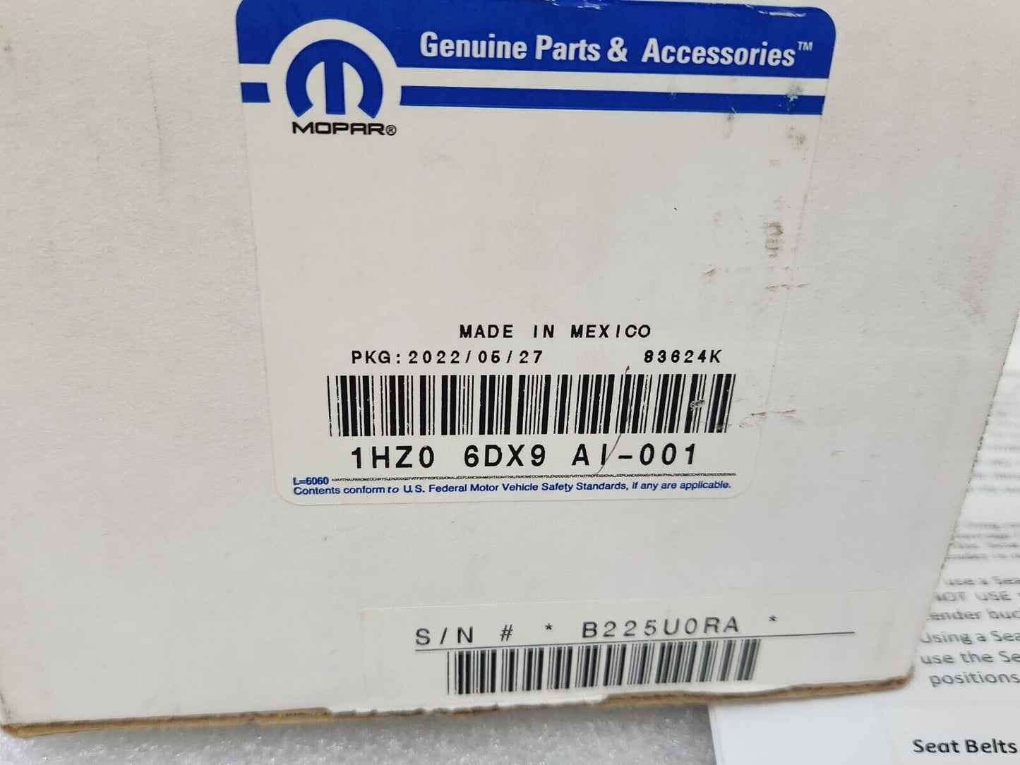 NEW OEM 11-23 DODGE CHARGER FRONT RIGHT PASS SIDE SEAT BELT RETRACTOR 1HZ06DX9AI