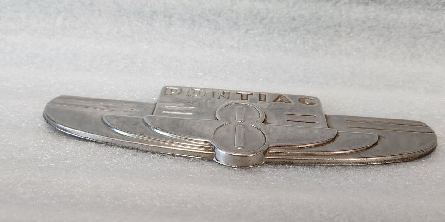 1937 Pontiac Silver Stream Deluxe 8 Trunk Emblem Badge OEM
