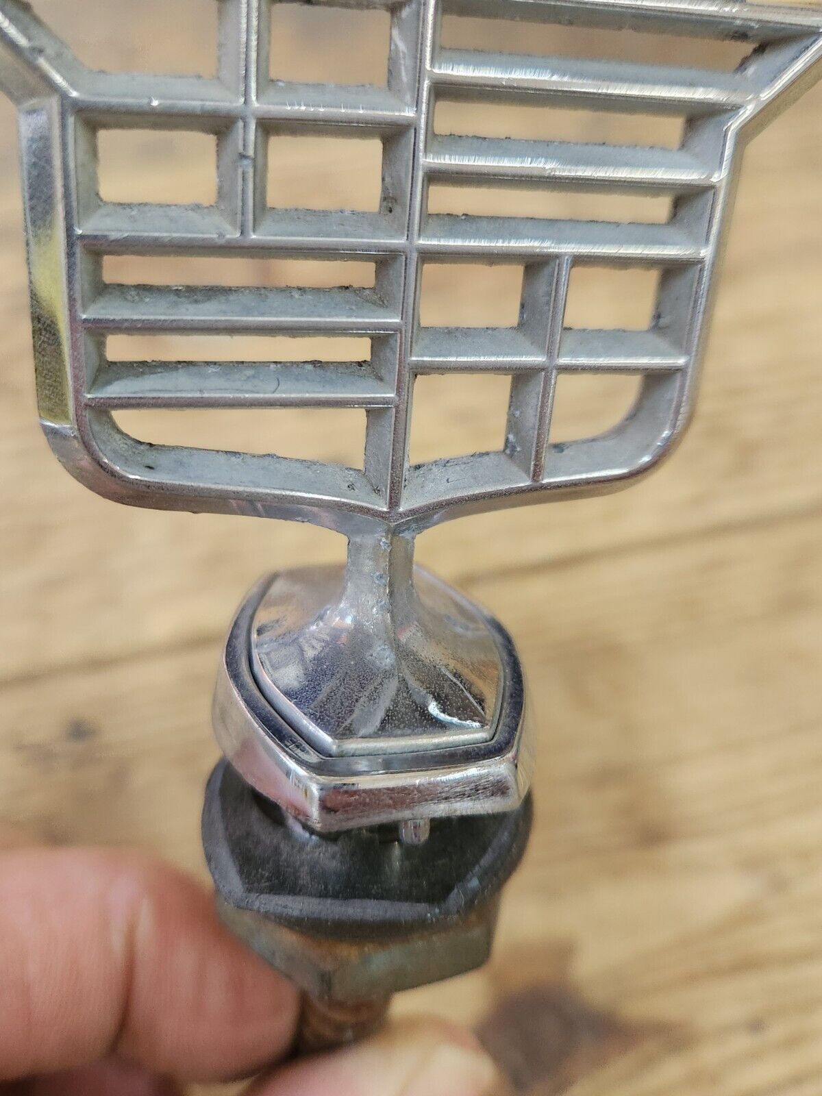 1977-81 Cadillac Deville Skeleton Hood Ornament  1610460 with Base and Nut