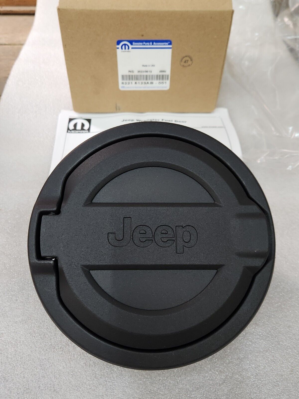 Fuel Door Black Powder coated Aluminum 2018-2024 Jeep Wrangler JL OEM 82215123AB