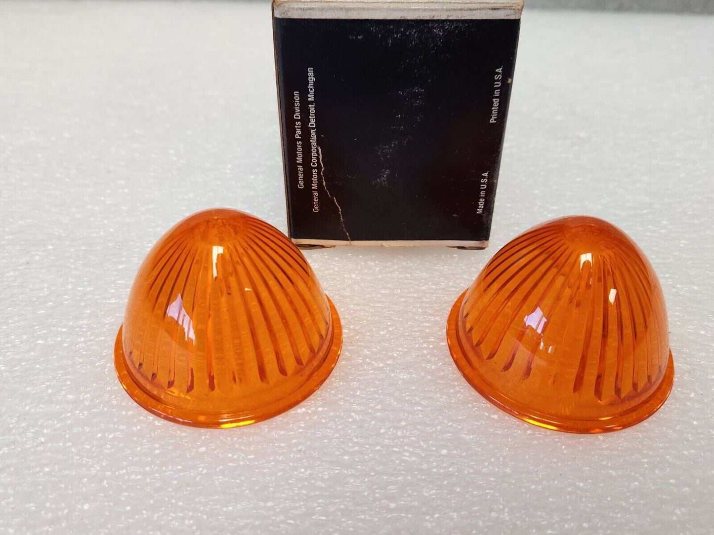 NOS OE 1968-80 Chevy GMC Truck Amber Clearance Bullet Lamp Lens Pair GM 2213817