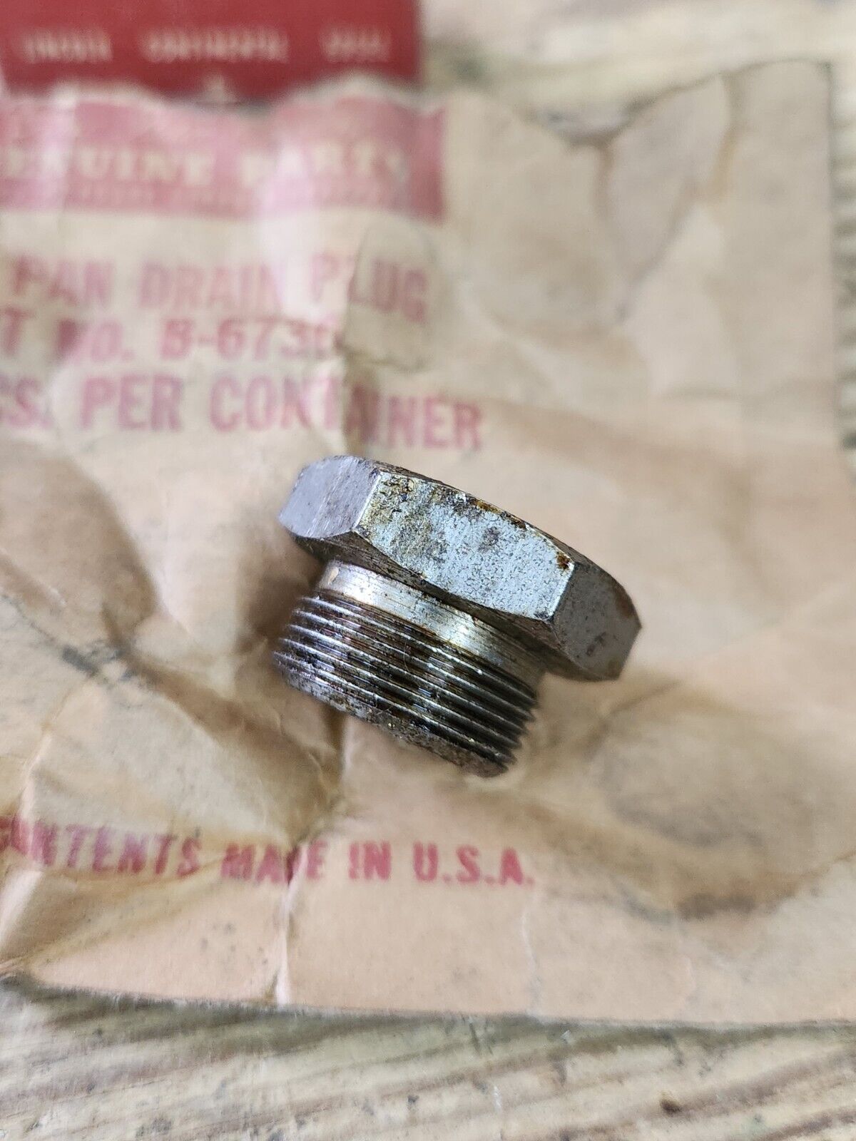 NOS OEM 1932-38 Ford V8 Flathead 1937 60hp 1929-34 4 cyl. Oil Drain Plug B-6730