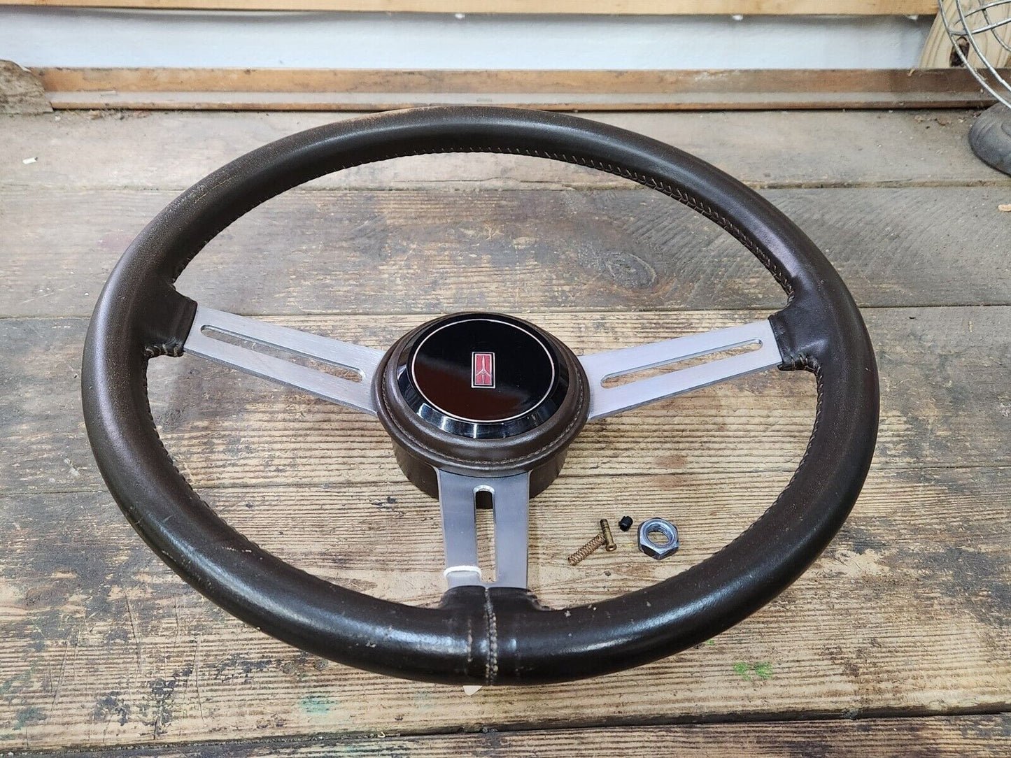 Cutlass 442 Hurst Olds Toronado Brown Leather Comfort Grip Steering Wheel OEM GM