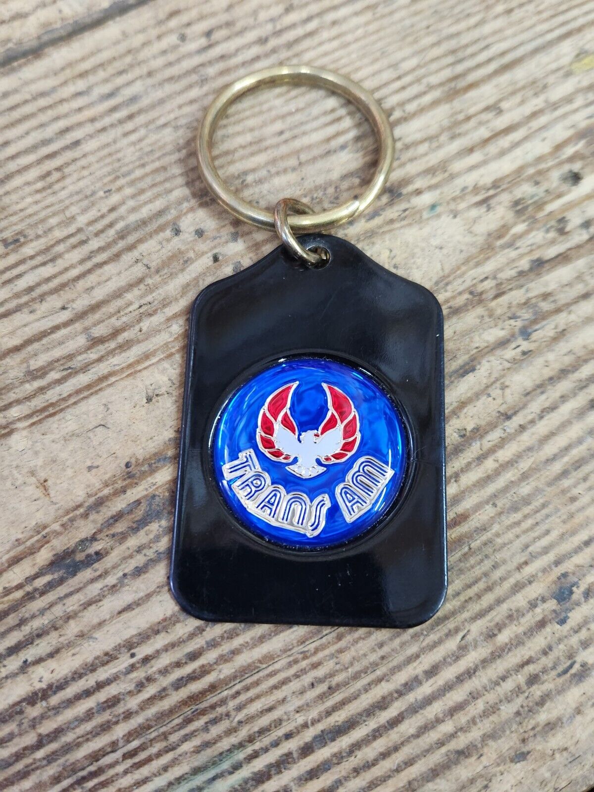 Vintage Metal Keychain Pontiac TRANS AM Car Emblem Logo Key Ring Blue Red Black