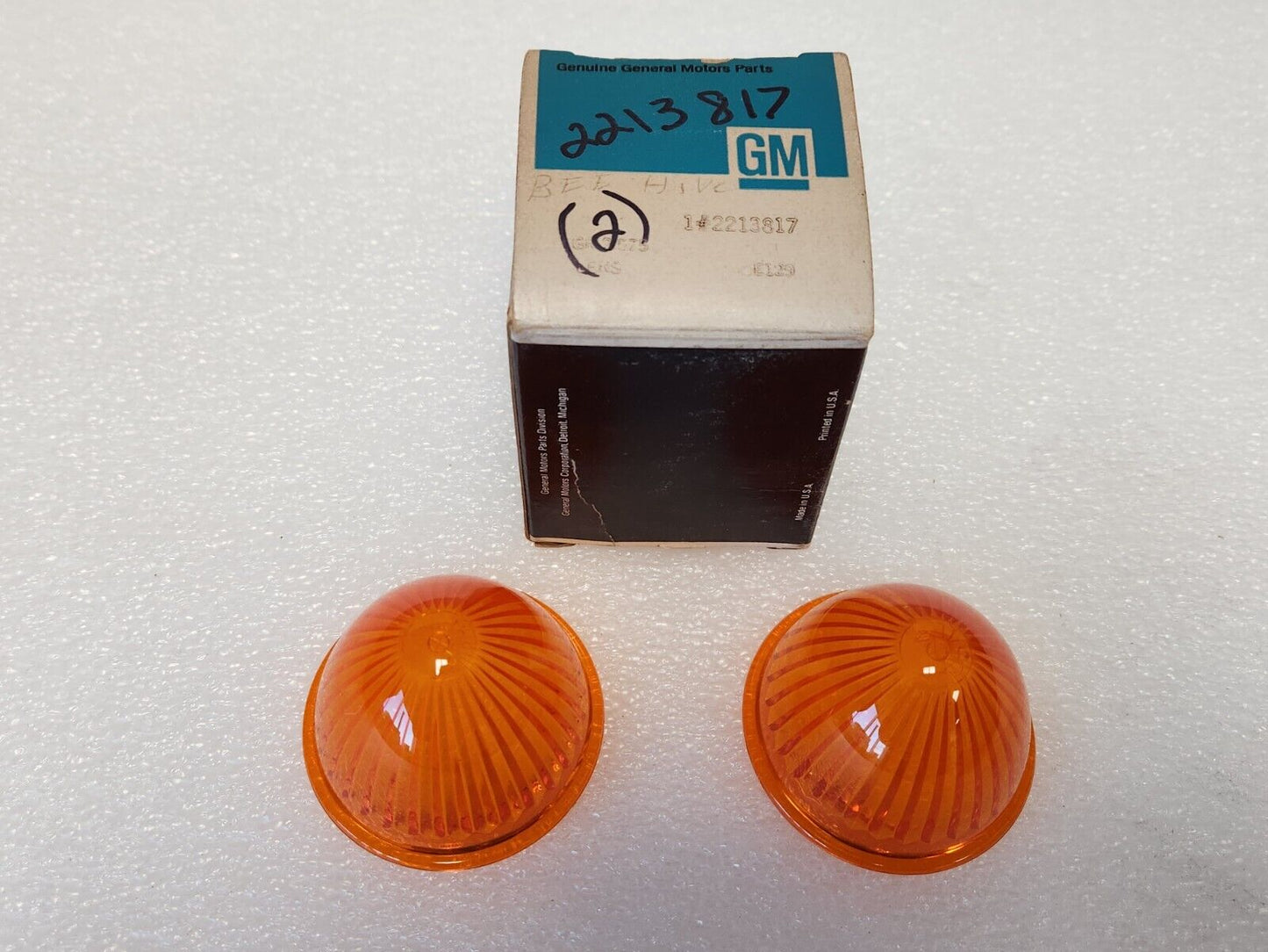 NOS OE 1968-80 Chevy GMC Truck Amber Clearance Bullet Lamp Lens Pair GM 2213817