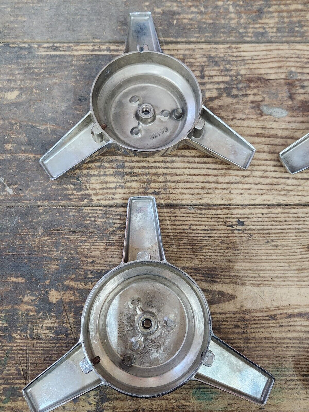 RARE VTG NOS TRD Toyota Tri Spoke Chrome Knock Off Spinner Wheel Center Caps Set
