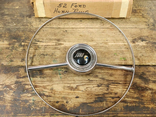 Original 1952 Ford Horn Ring Sunliner Victoria Crestline Steering Wheel NICE