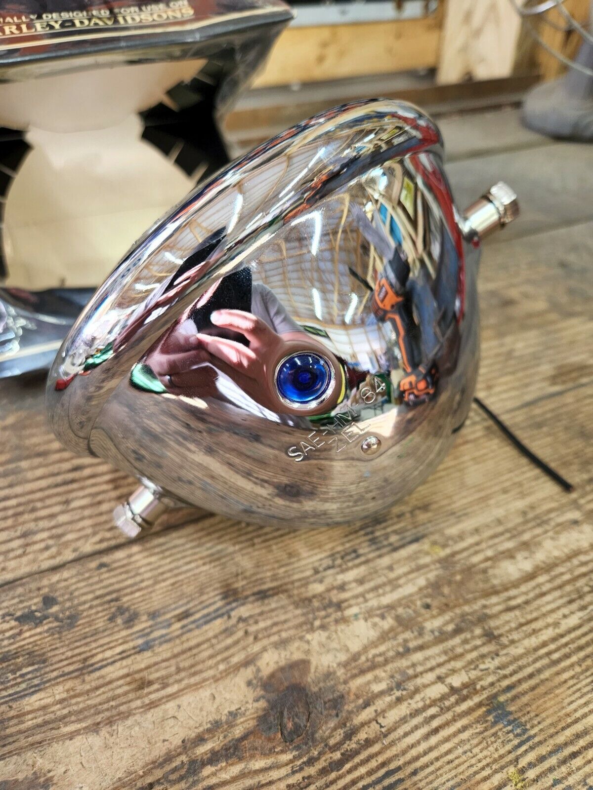 NEW 5 3/4" Chrome Round Headlamp Headlight 6V Harley Chopper Bobber Custom USA
