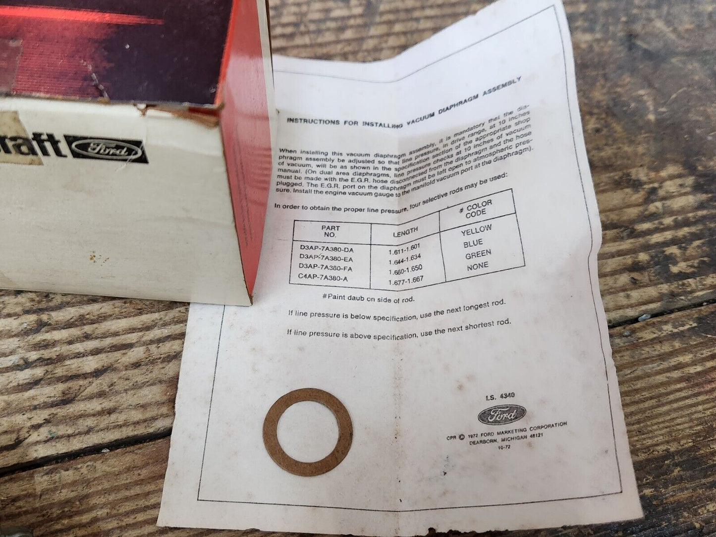 NOS 1973 1974 Ford Mustang LTD Torino Cougar Montego C6 VAC MODULATOR DIAPHRAGM