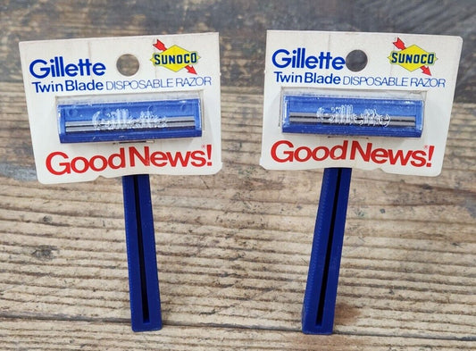 Sunoco Gas & Oil 1970s Gillette Disposable Razor Service Station NOS x 2 Display