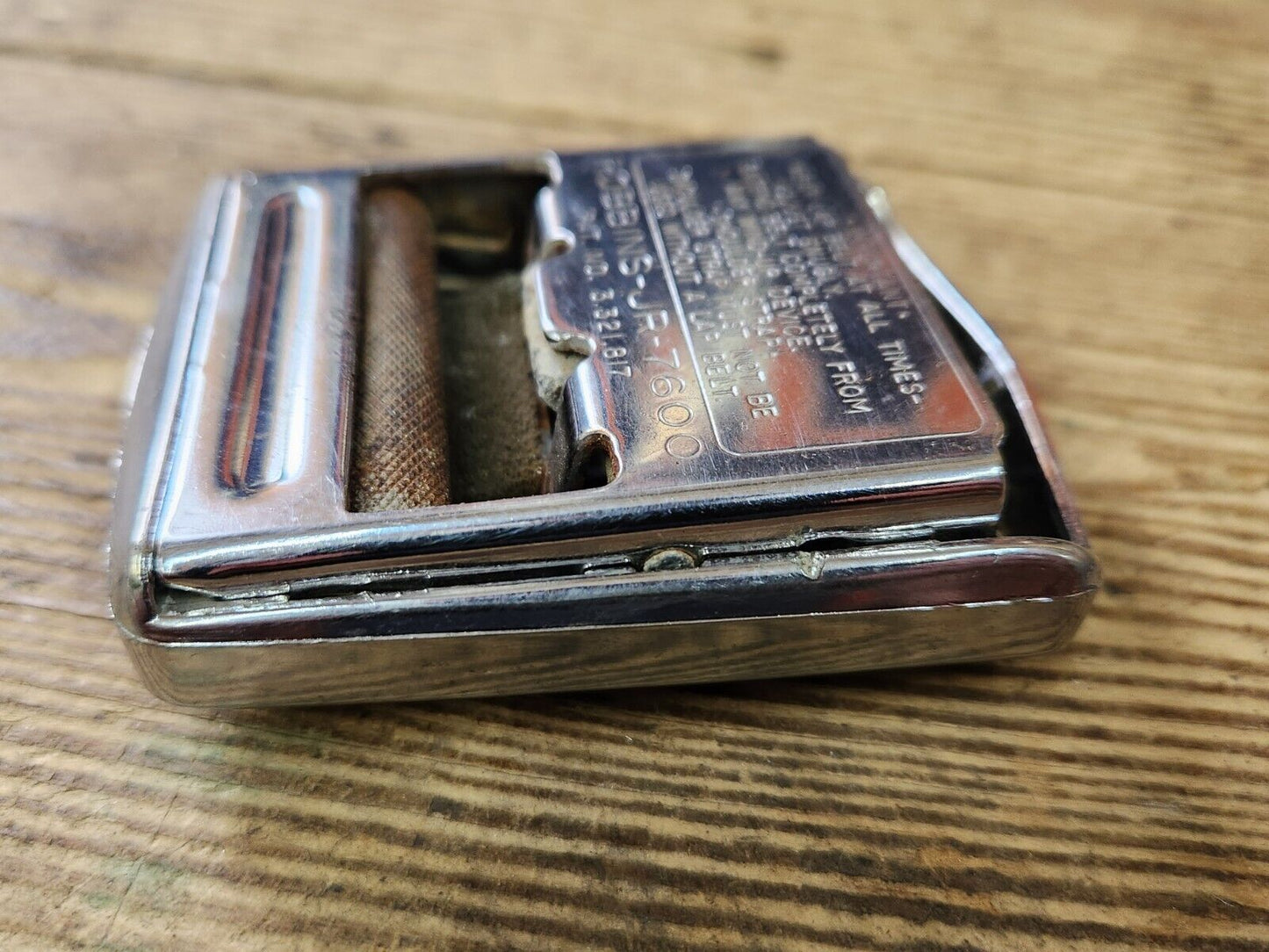 Vintage 1967 Ford FoMoCo Lap Belt Chrome & Black Buckle Robbins-JR-7600