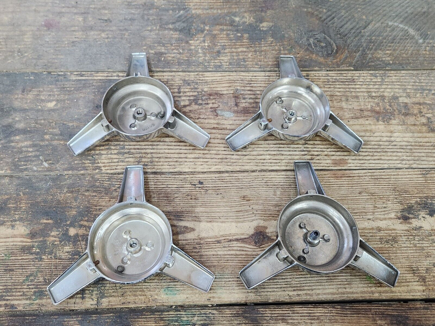 RARE VTG NOS TRD Toyota Tri Spoke Chrome Knock Off Spinner Wheel Center Caps Set