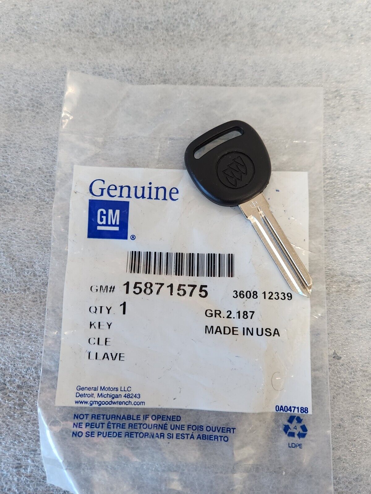GM OEM NOS 15871575 Door Lock Ignition Key Uncoded 2005-2010 Buick