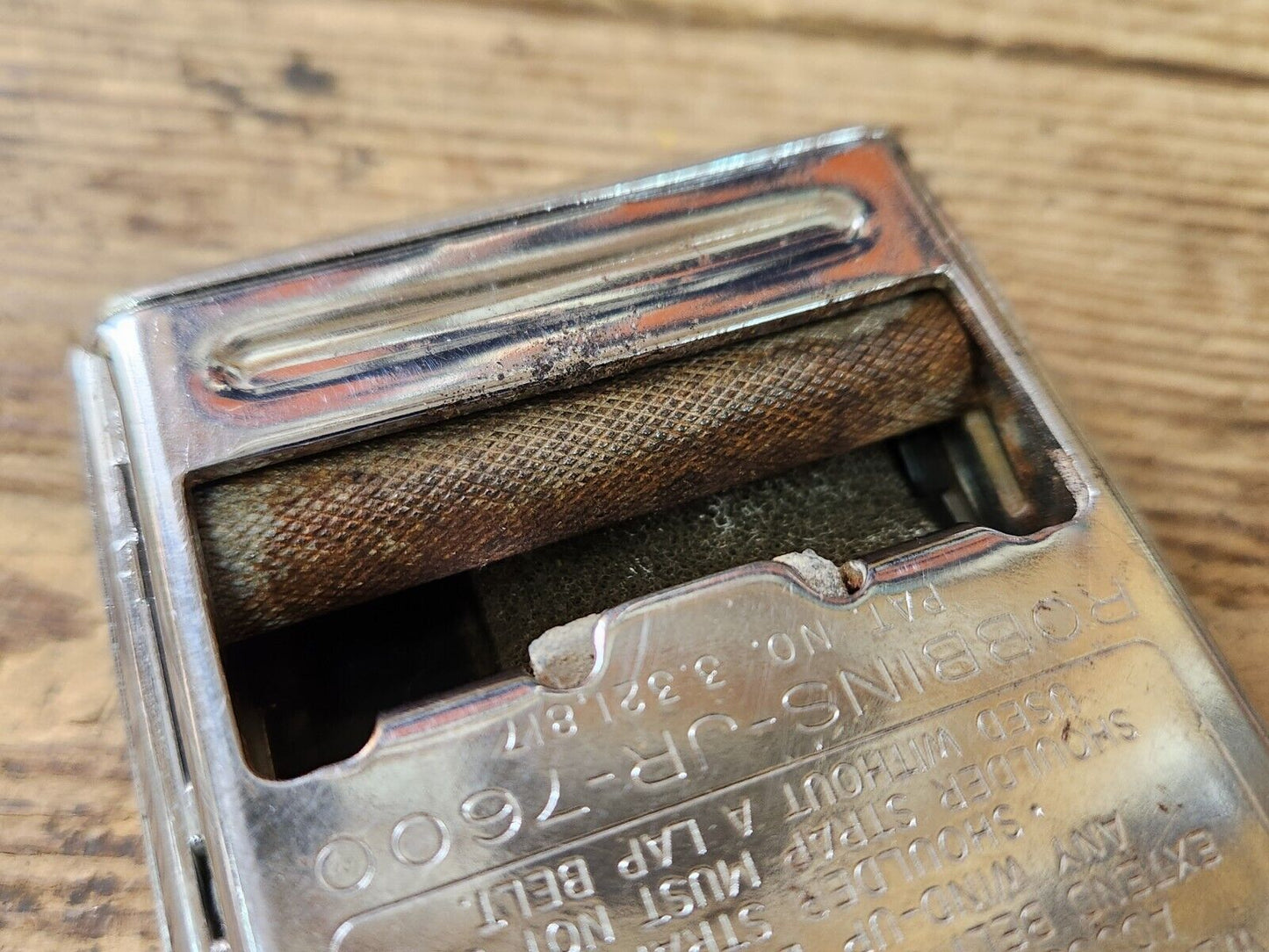 Vintage 1967 Ford FoMoCo Lap Belt Chrome & Black Buckle Robbins-JR-7600