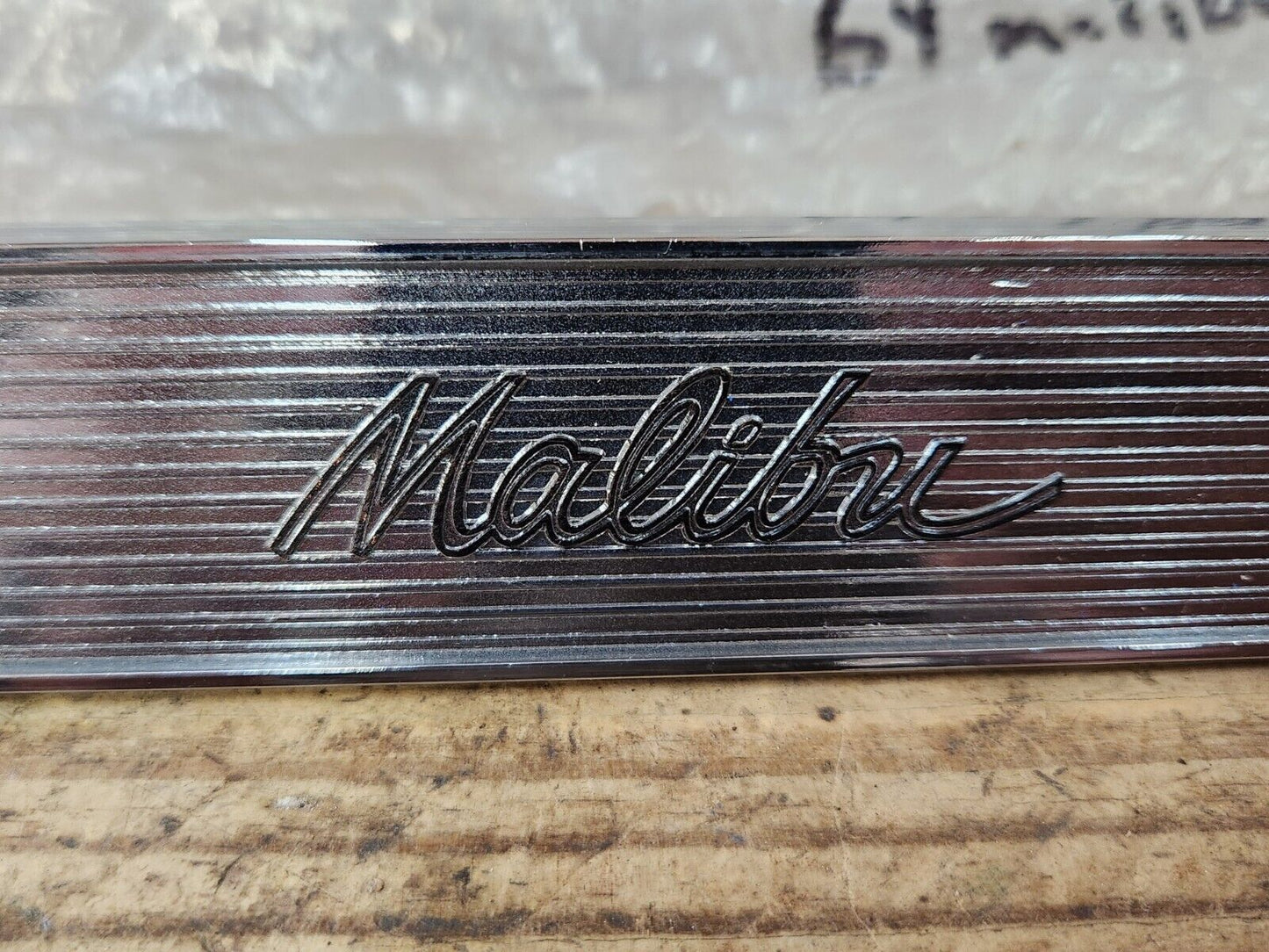 NEW 1964 Chevrolet Chevelle Malibu Dash Glove Box Nameplate Chrome Emblem 64