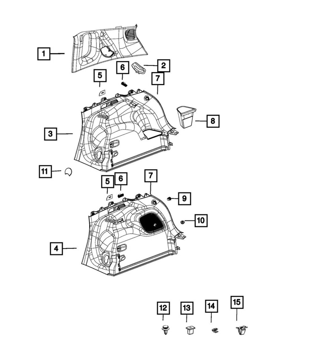 NEW Genuine Mopar Quarter Trim Support / Hook 6MB14DX9AB