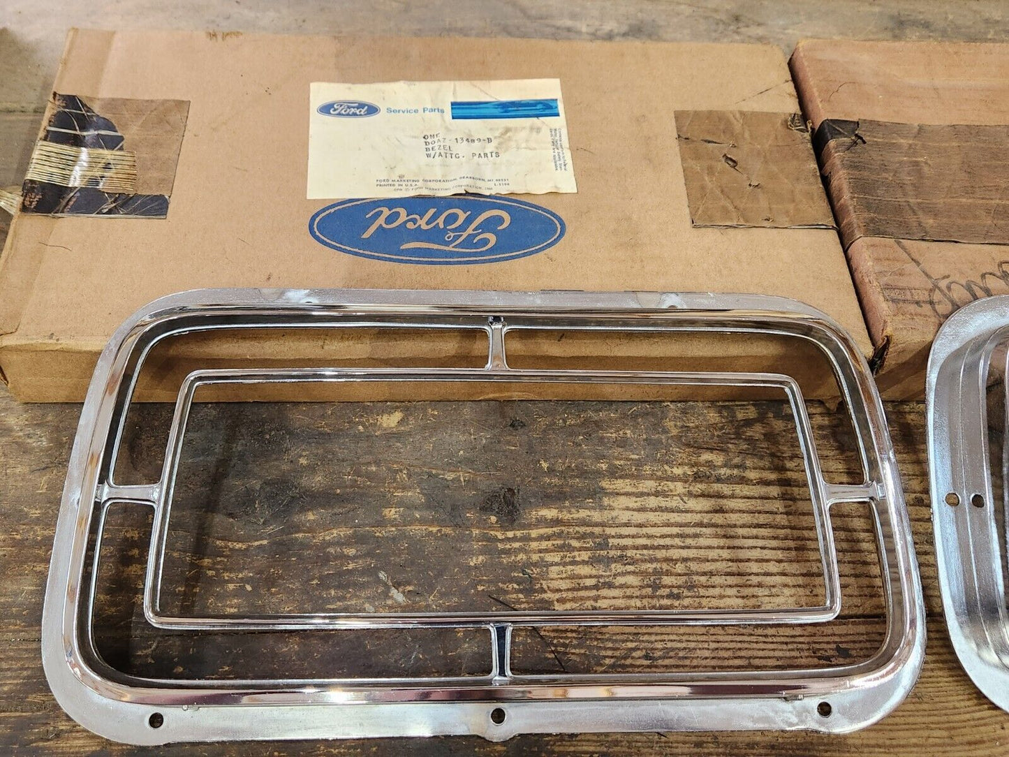 NOS OEM 1970 Ford Galaxie LTD Pair of Tail Lamp Bezels D0AZ-13489-A D0AZ-13489-B