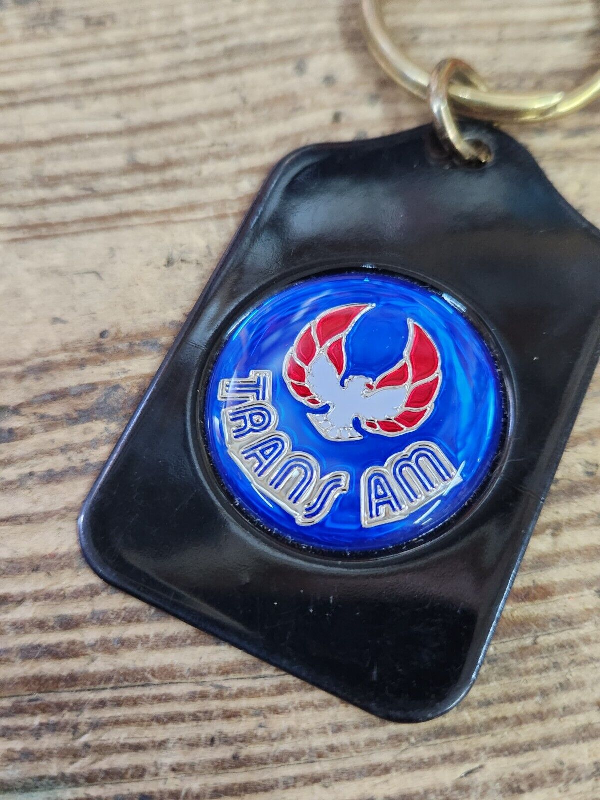 Vintage Metal Keychain Pontiac TRANS AM Car Emblem Logo Key Ring Blue Red Black