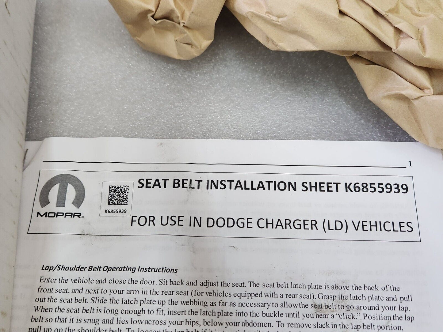 NEW OEM 11-23 DODGE CHARGER FRONT RIGHT PASS SIDE SEAT BELT RETRACTOR 1HZ06DX9AI