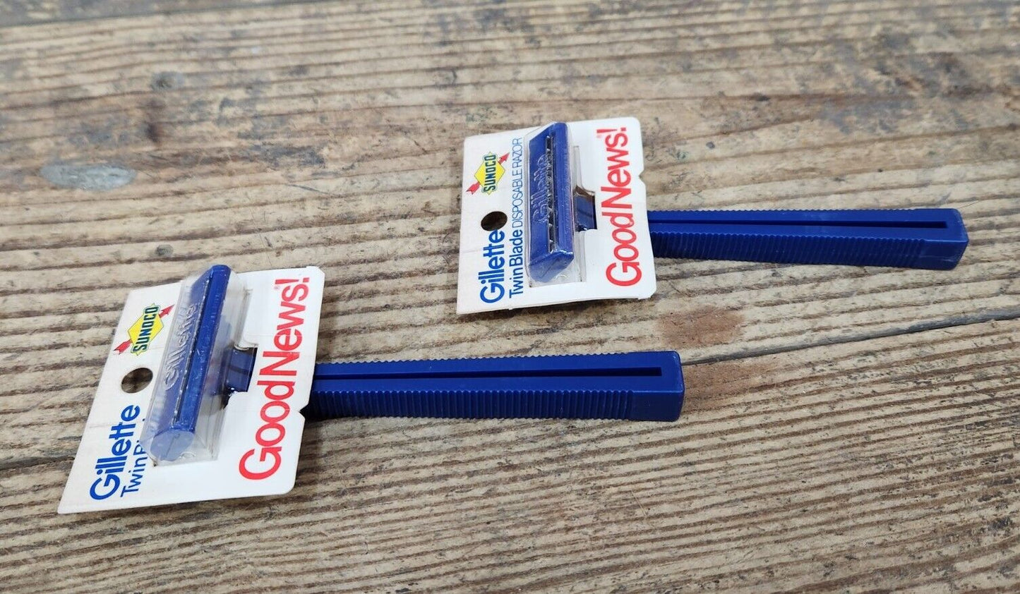 Sunoco Gas & Oil 1970s Gillette Disposable Razor Service Station NOS x 2 Display