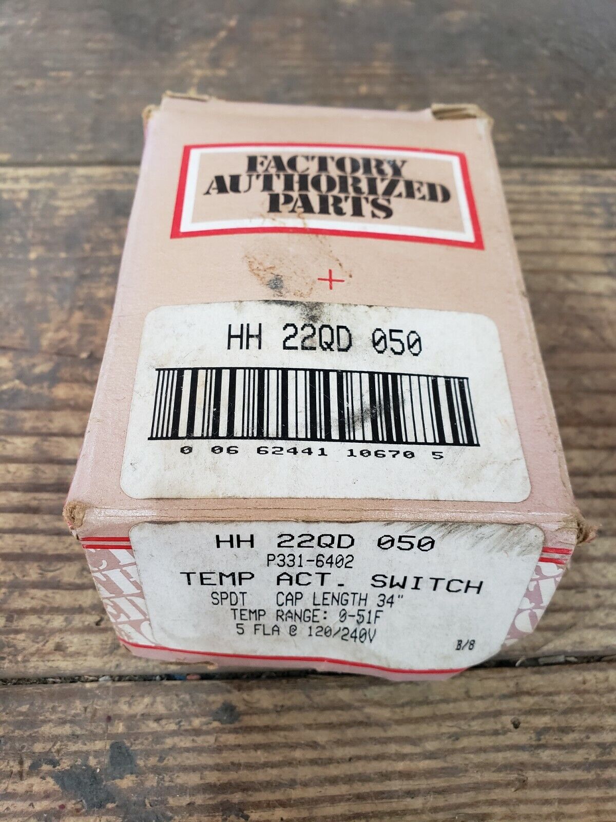 NEW CARRIER HH 22QD 050 TEMPERATURE CONTROLLER ACT. SWITCH  0-51F 34" 120/240 V