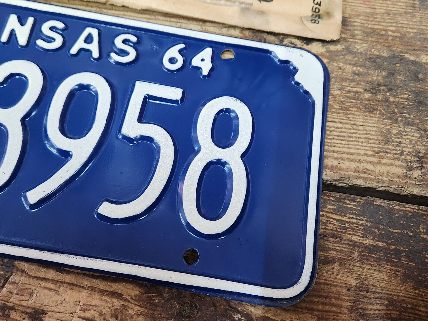 NOS 1964 KANSAS KS LICENSE PLATE TAG MC 3958 Mitchell County ANTIQUE Vintage NEW