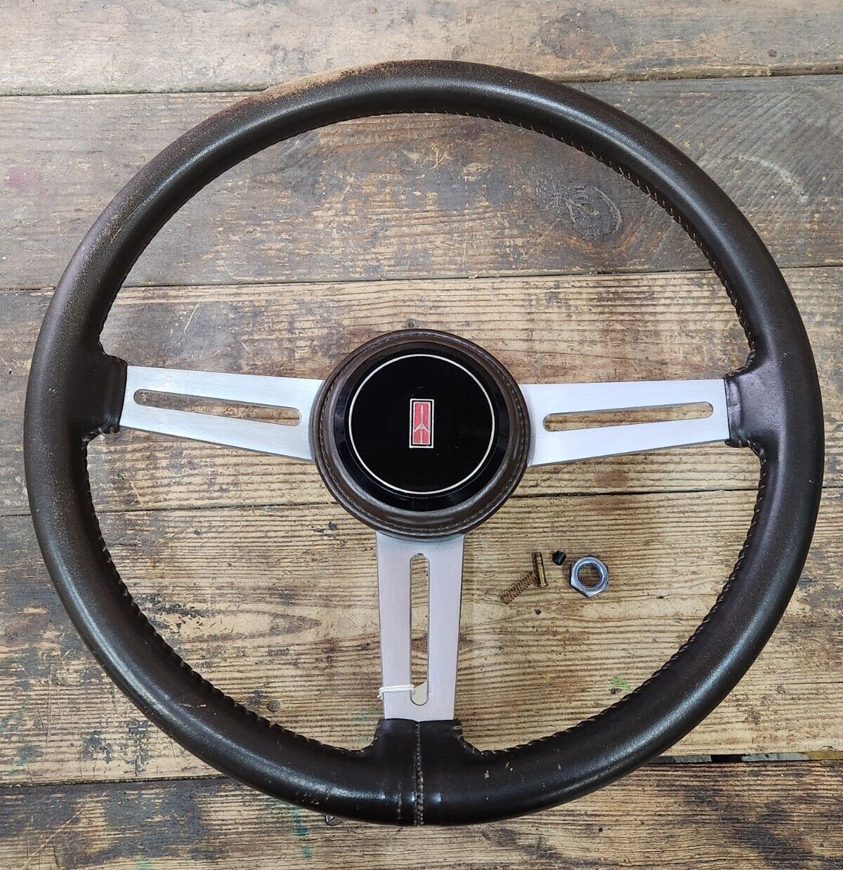 Cutlass 442 Hurst Olds Toronado Brown Leather Comfort Grip Steering Wheel OEM GM