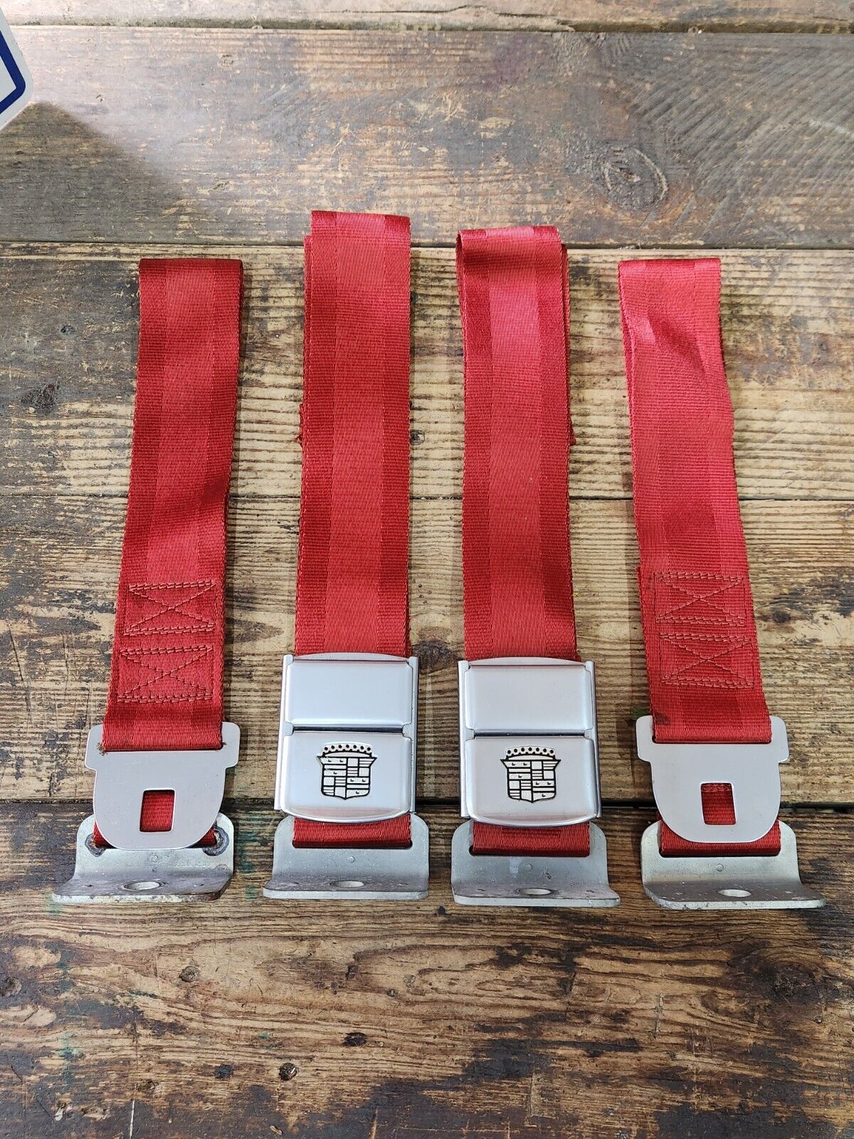 Reconditioned GENUINE GM 1963 1964 Cadillac Front Lap Seat Belt Set Red RCF-45