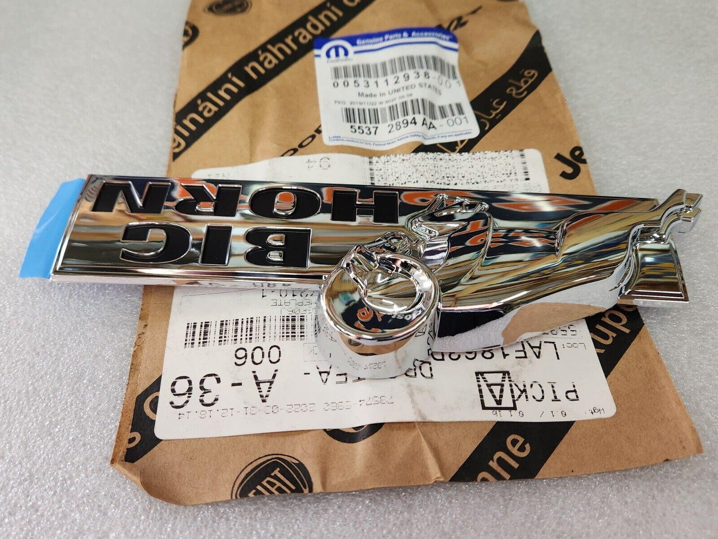 2008-2020 Dodge Ram Rear Tailgate Chrome Big Horn Emblem Lower Right 55372894AA