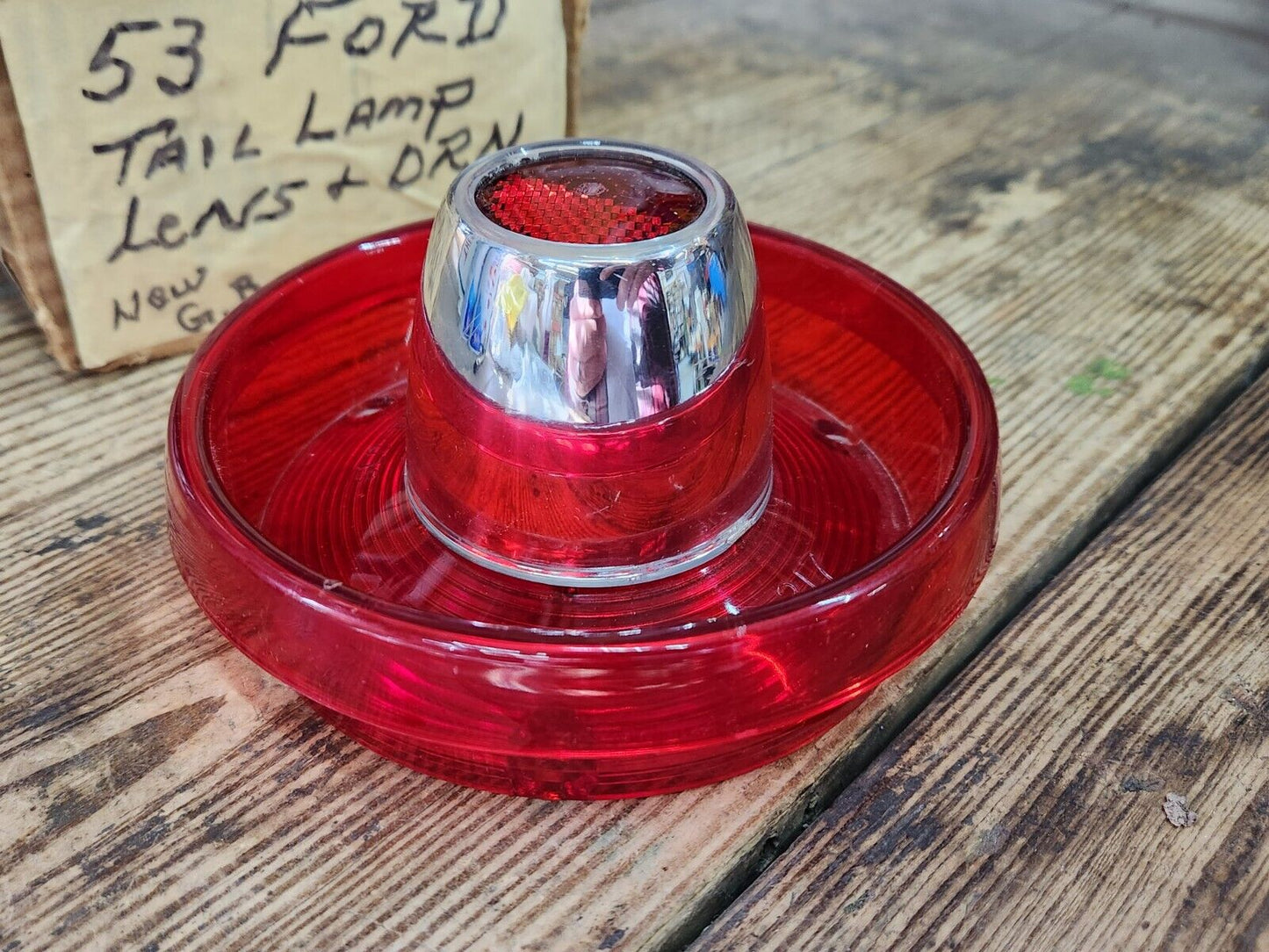 NORS 1953 Ford Pass Tail lamp Chrome lens Ford # FAF-13450-B Glo-Brite # 317 NEW