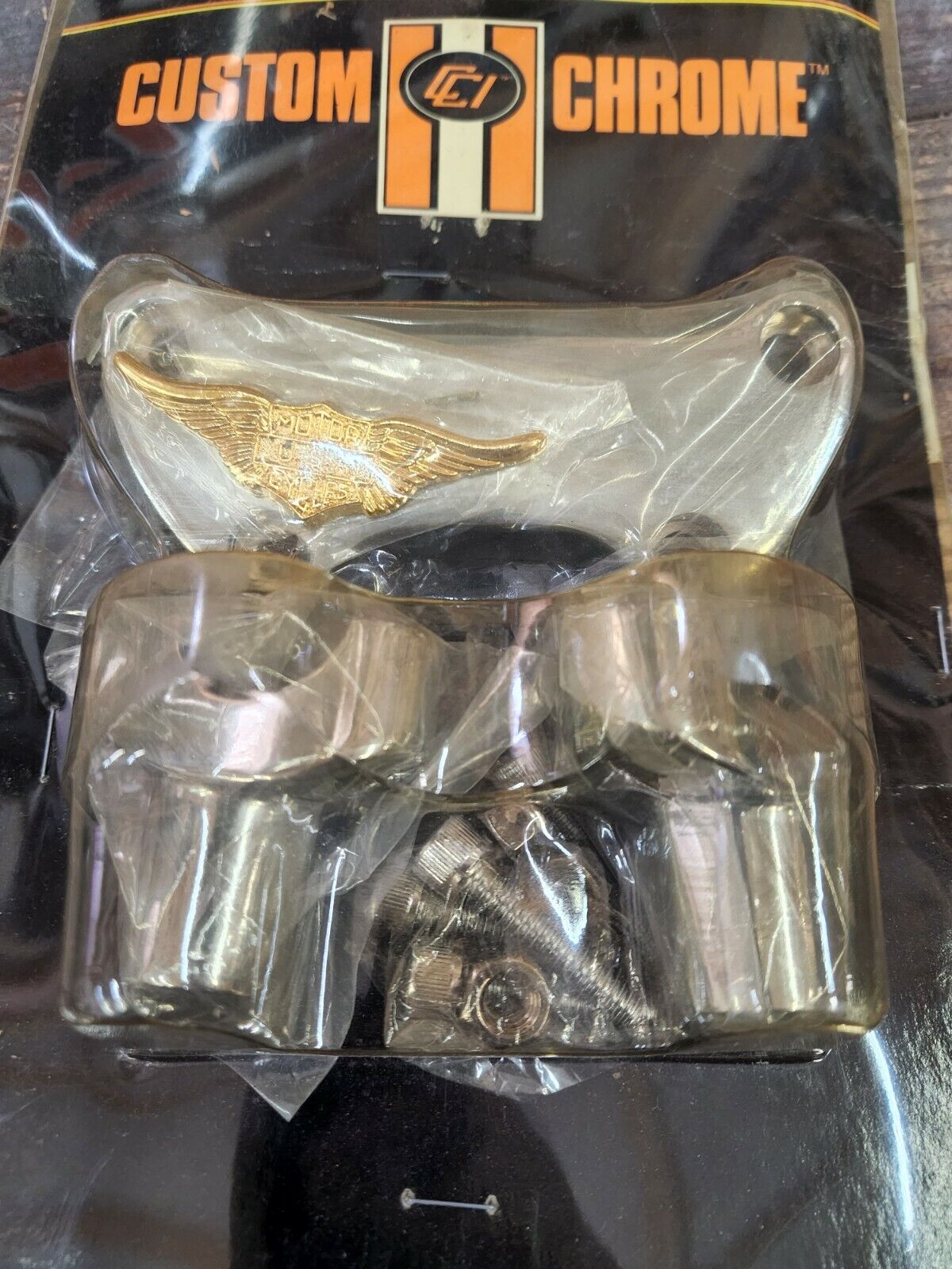 NEW Handlebar Chrome Short Riser Top Clamp Kit & Emblem Harley FX  XL 73 - up