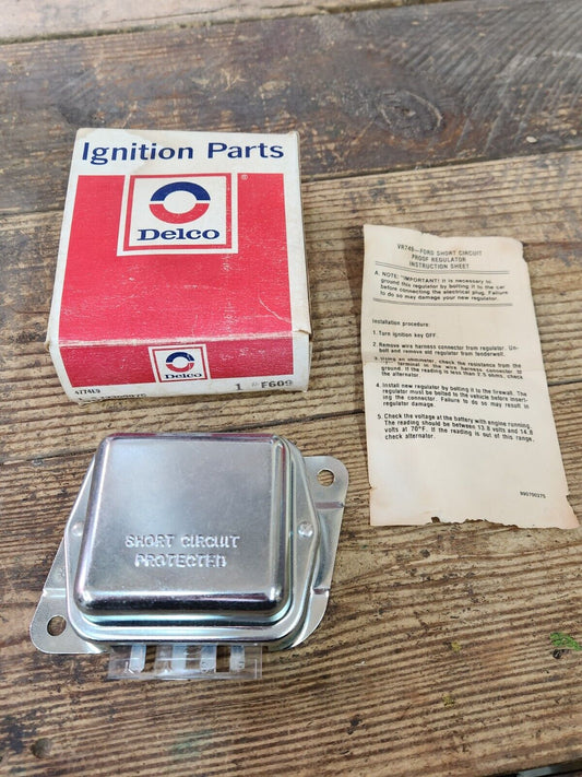 NOS Delco Voltage Regulator F609 Ford Mercury Lincoln 12 Volt 12309975 USA MADE