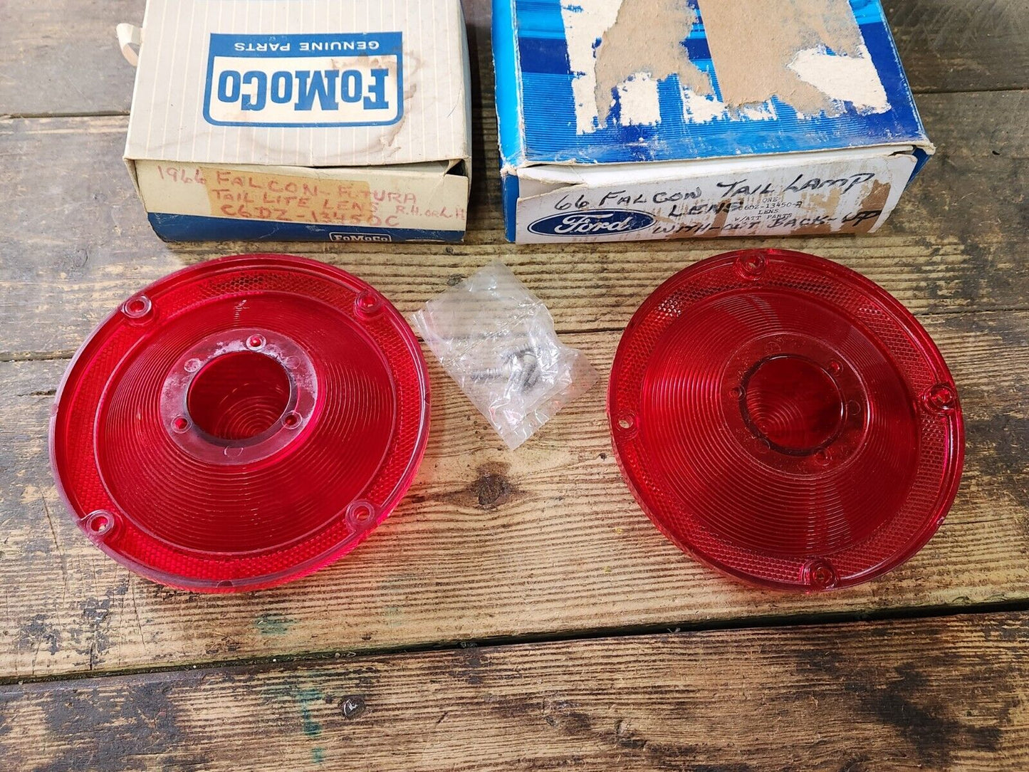 NOS OEM 1966 66 FORD FALCON C6DZ-13450-C TAIL LIGHT LAMP LENS PAIR NIB