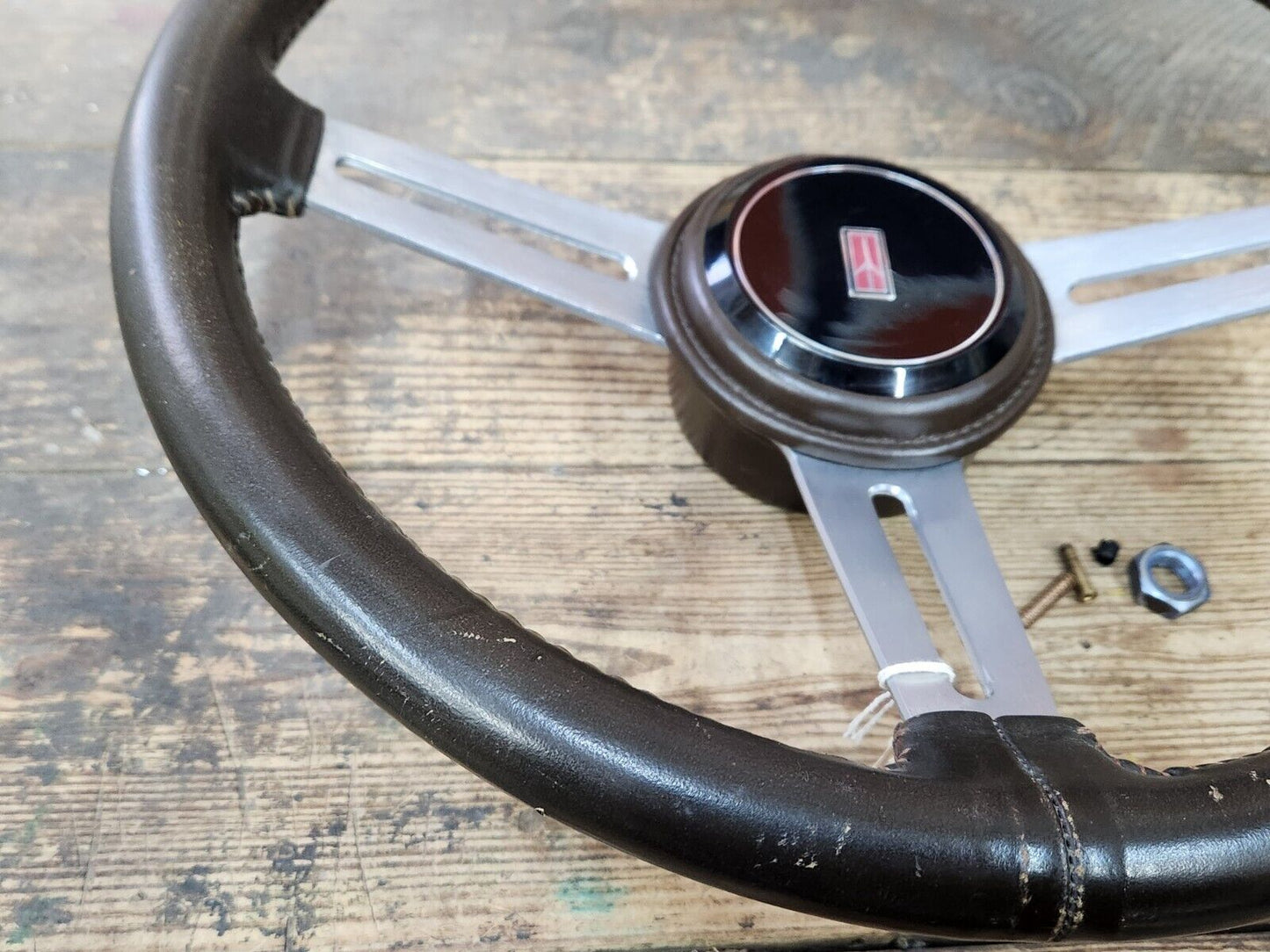 Cutlass 442 Hurst Olds Toronado Brown Leather Comfort Grip Steering Wheel OEM GM