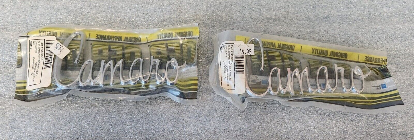 NEW 1970-1974 CAMARO FENDER EMBLEM GM RESTORATION LICENSED 9632310 PAIR EMBLEMS