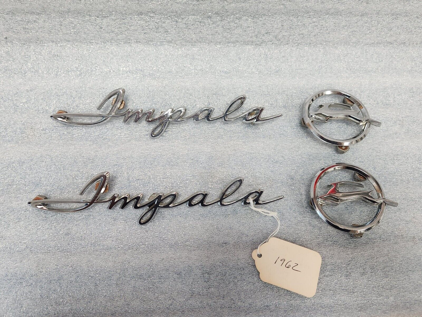 1962 Chevy Impala Rear Quarter Panel Emblems Scripts Deer Set Of 4 OEM GM