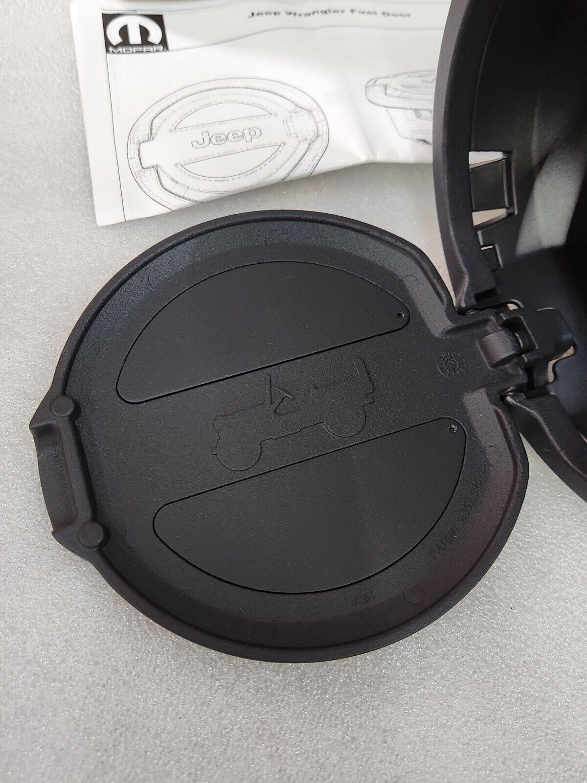 Fuel Door Black Powder coated Aluminum 2018-2024 Jeep Wrangler JL OEM 82215123AB