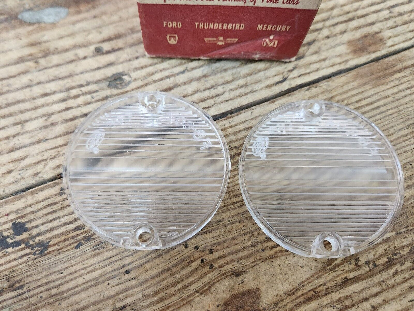 NOS OEM Pair 1960 Ford Fairlane Galaxie Backup Lamp Light Lens C0AF-15514-C