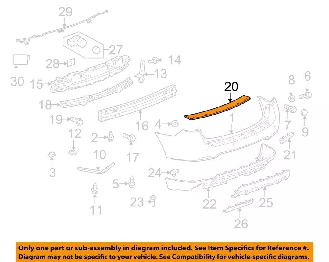 NOS 2010-2015 EQUINOX BLACK REAR BUMPER UPPER STEP PAD MOLDING NEW GM 25798787