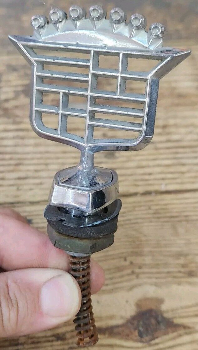 1977-81 Cadillac Deville Skeleton Hood Ornament  1610460 with Base and Nut