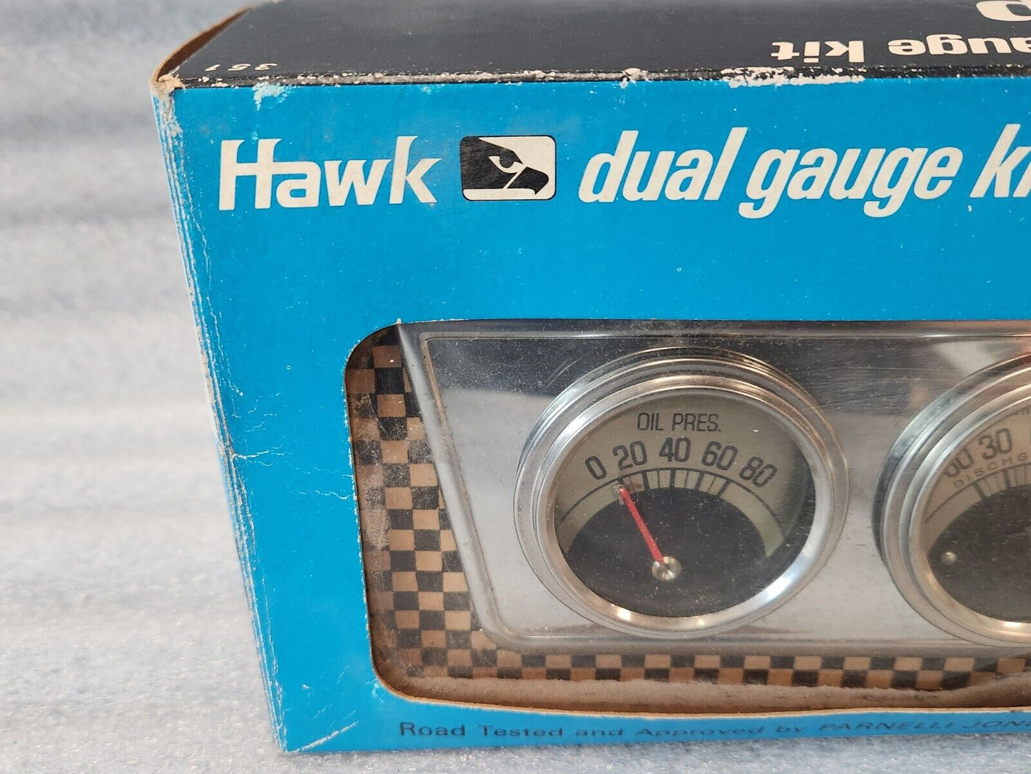 NOS HAWK CHROME DUAL GAUGE KIT Oil Amp & Panel Hot Old Low Rat Ford Dodge Chevy