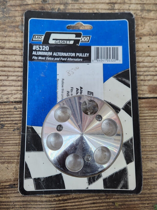NEW Mr Gasket 5320 Aluminum Alternator Pulley & Nose Single Groove Chevy Ford