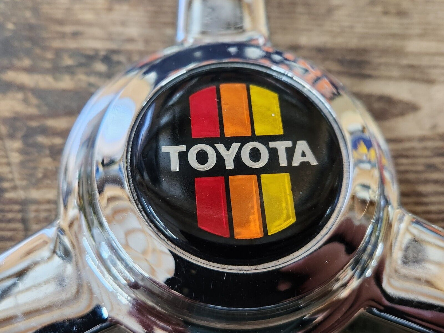 RARE VTG NOS TRD Toyota Tri Spoke Chrome Knock Off Spinner Wheel Center Caps Set