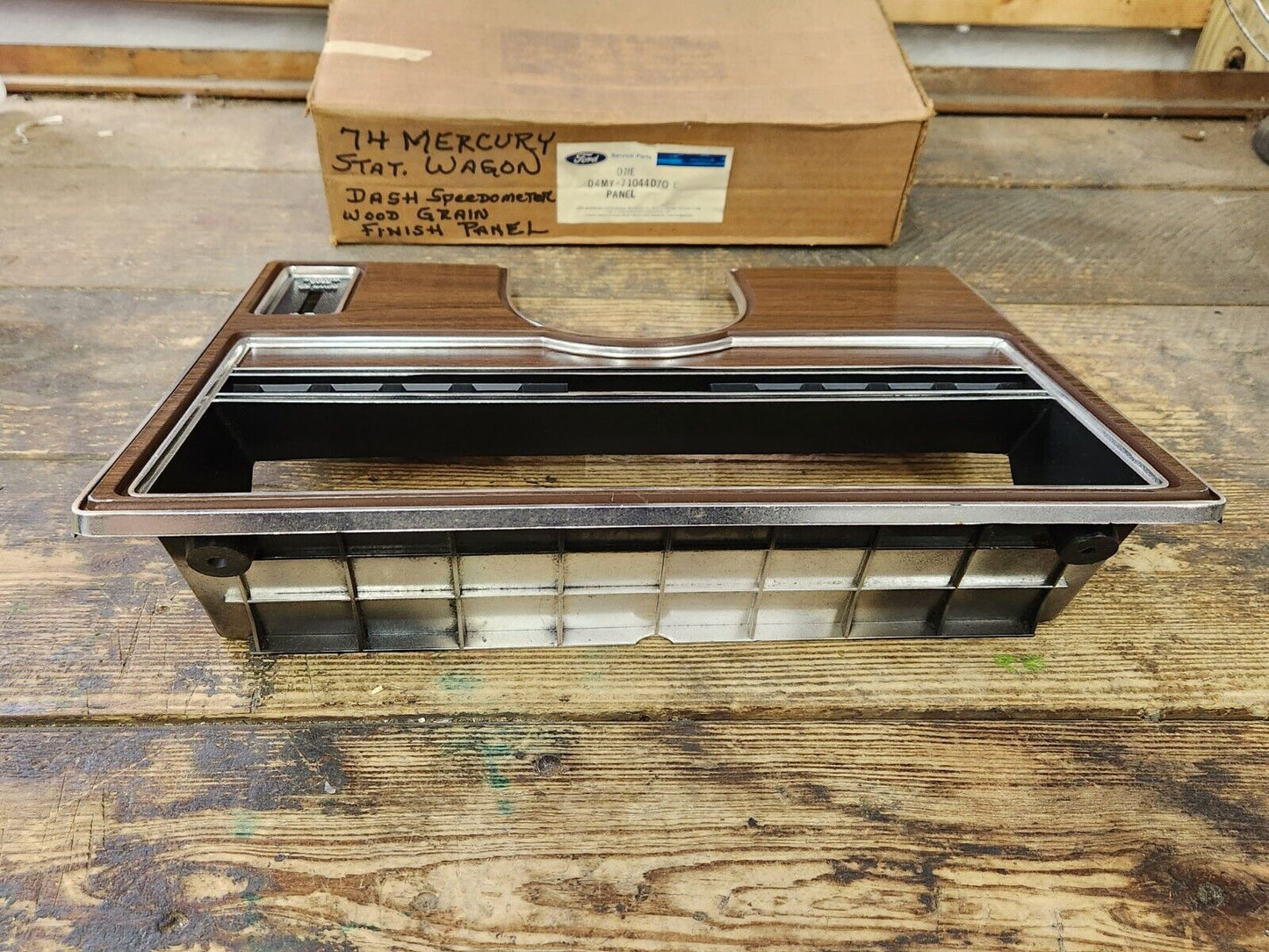 NOS OEM 1974 Mercury Station Wagon Wood Grain Speedo Dash Bezel D4MY-71044D70-C