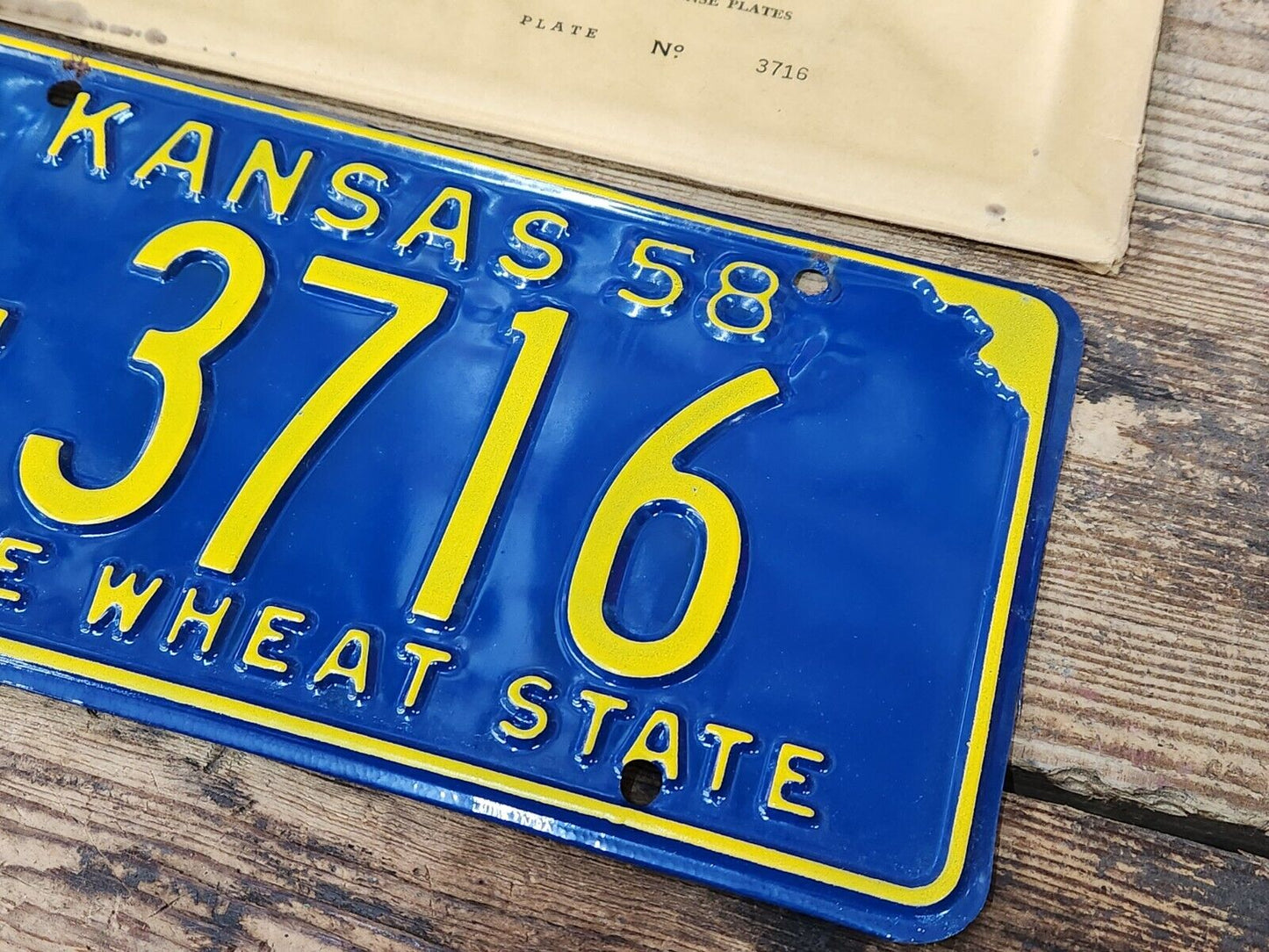 NOS 1958 KANSAS KS LICENSE PLATE TAG MC 3704 Mitchell County ANTIQUE Vintage NEW