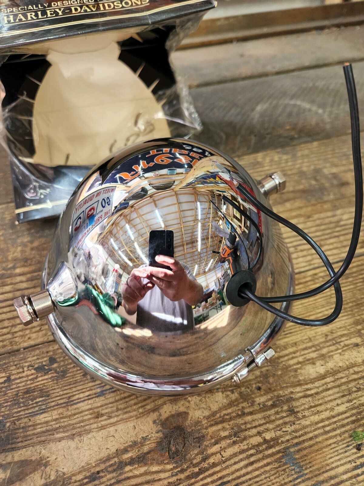 NEW 5 3/4" Chrome Round Headlamp Headlight 6V Harley Chopper Bobber Custom USA