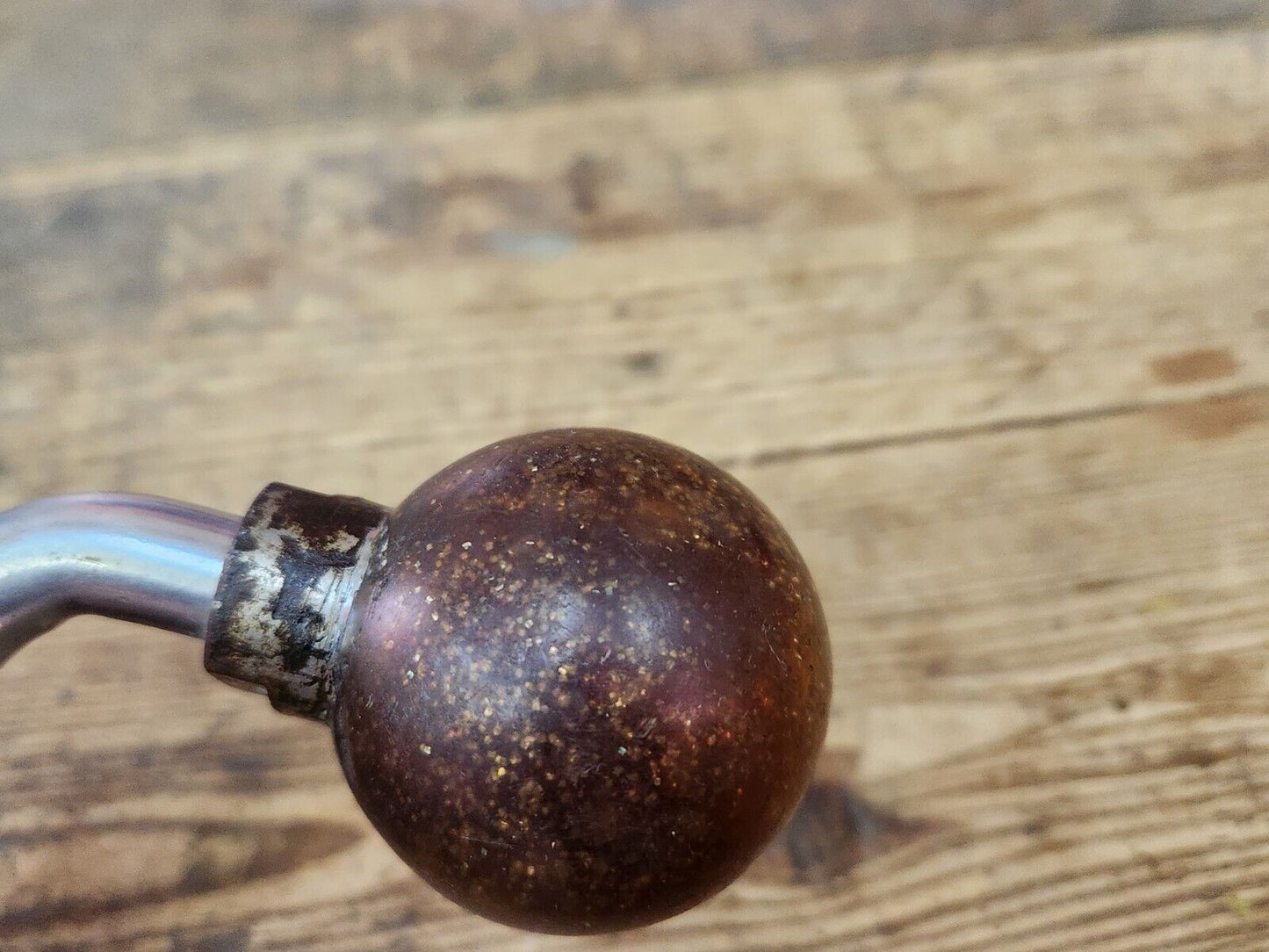 Vintage Gold Metal flake Shift Knob With Curved Extension Semi Truck Van Hot Rod