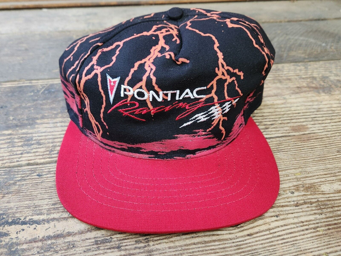 NEW Pontiac Racing Lightning Hat Flag Logo Snapback Cap USA Swingster 80’s 90's